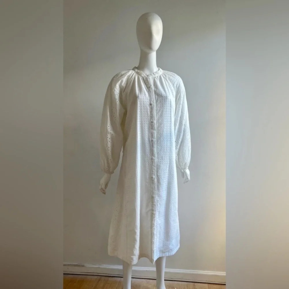 By ESQ NWNT WOMAN  LACE Long Sleeve Cotton Blend MIDI DRESS WHITE M